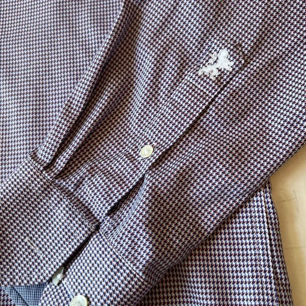 BUGATCHI 15 32/33 Men's Long Sleeve Button Down Blue Purple EXCELLENT